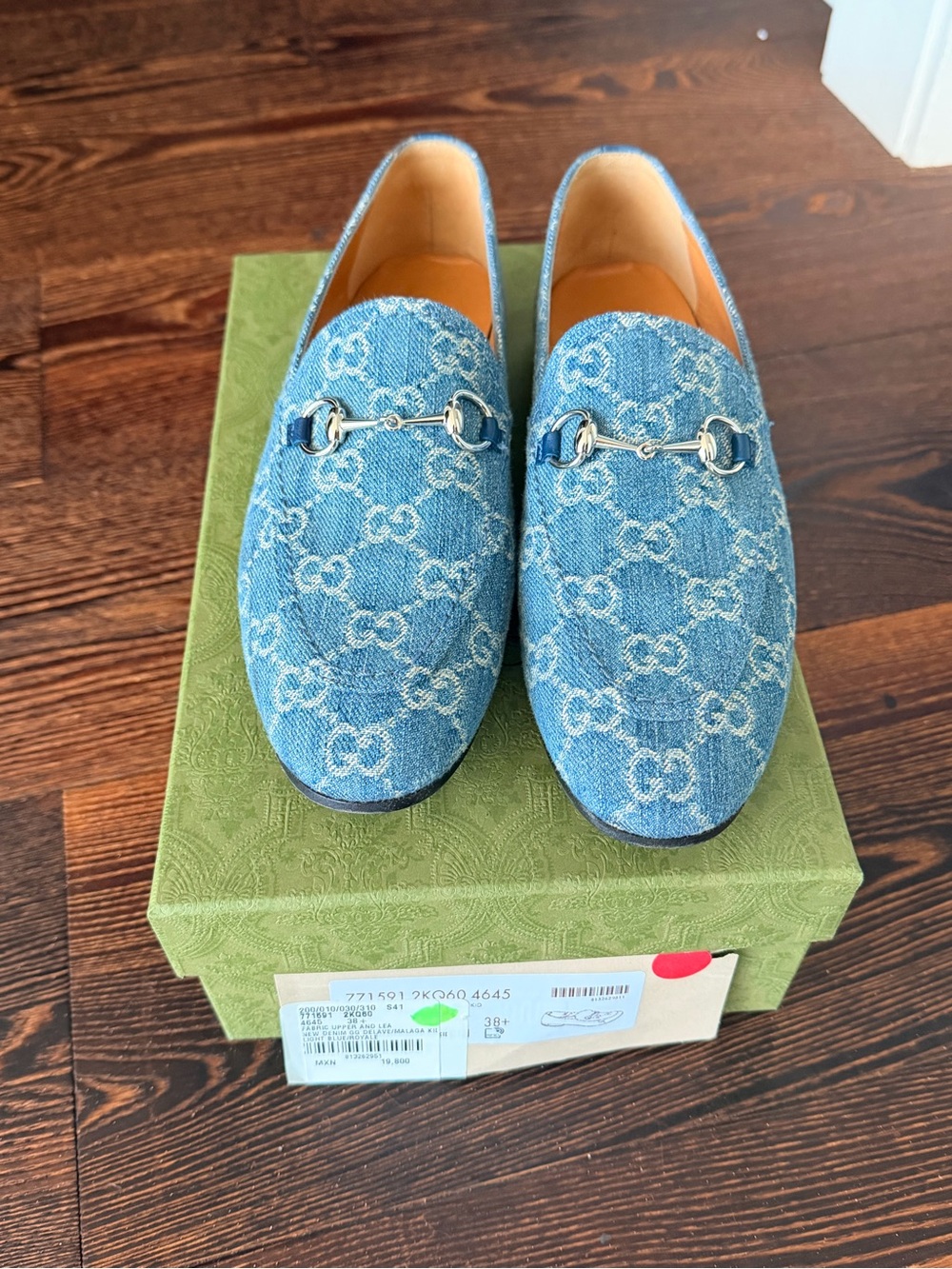 Gucci Blue Denim Horsebit Loafers 38.5 w/ box